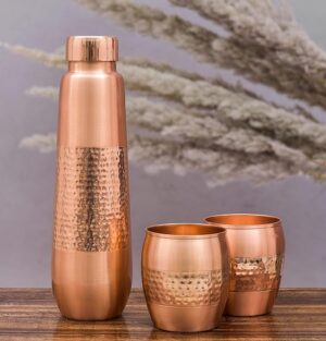 Pure Copper Water Bottle with Glass